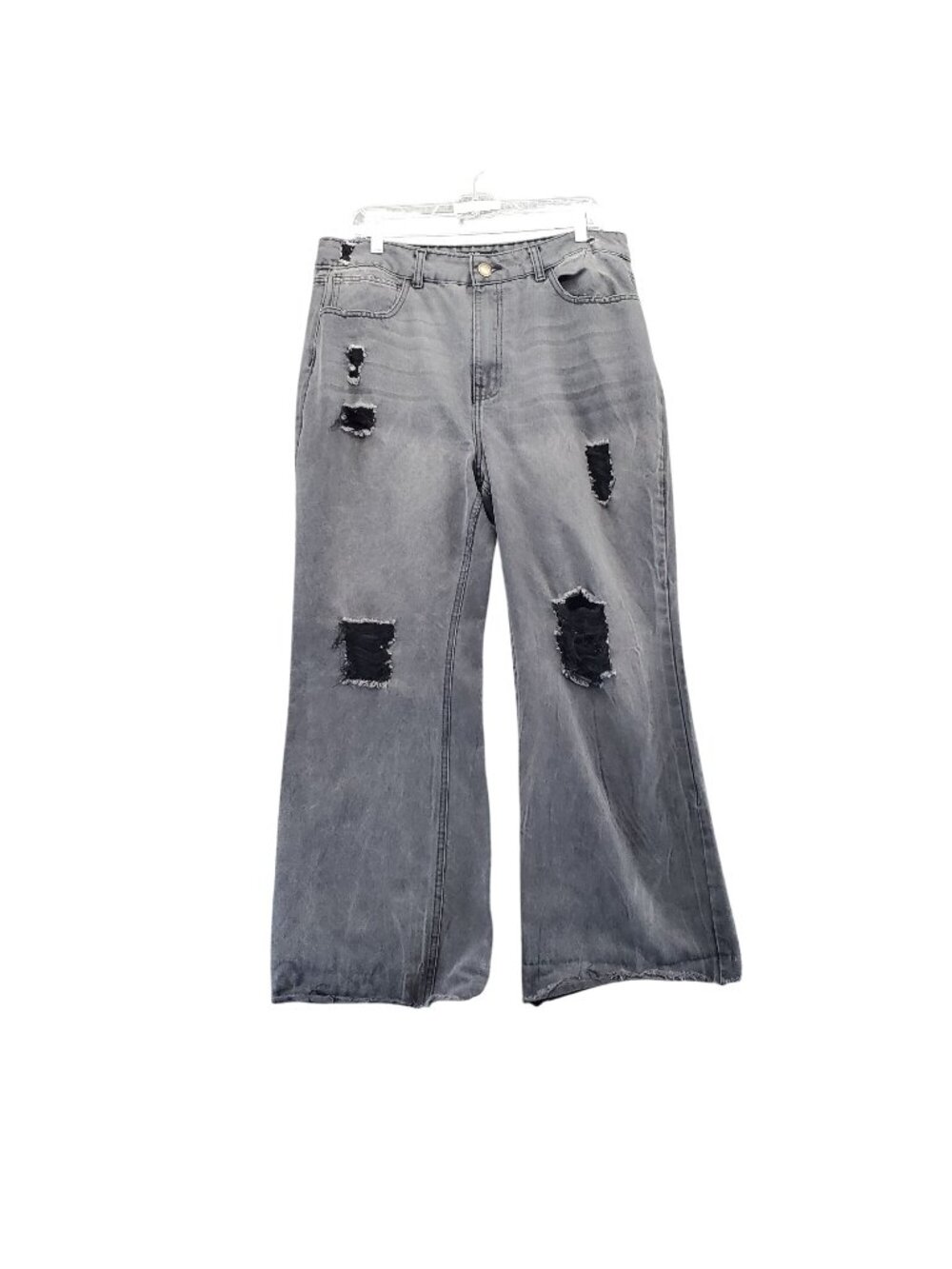 Cuidado Con El Perro Jeans Womens 8 Gray Distressed Wide Leg Raw Hem Frayed